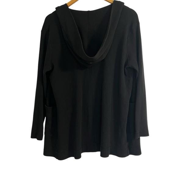 Splendid Waffle Knit Black Hooded Cardigan Size L - Picture 3 of 5